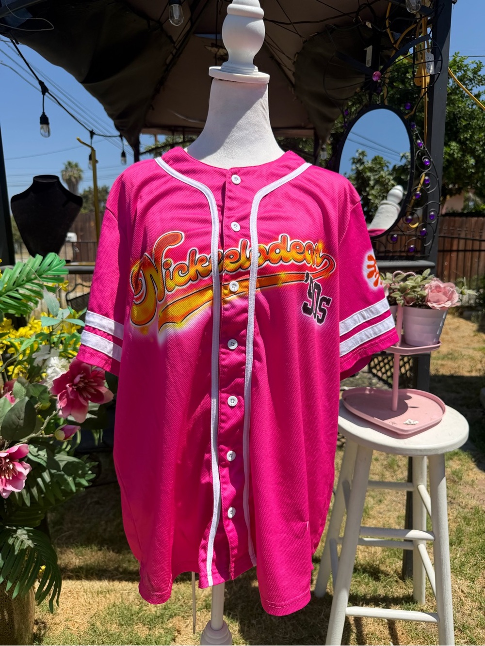 Nickelodeon Hot Pink Button-Front Baseball Jersey